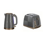 Russell Hobbs Groove Electric Kettle and Toaster Set, Grey