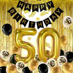 50 år svart guld födelsedagsdekoration grattis på födelsedagen banderoll helium ballong siffror 50 XXL