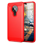 SCL Case for Nokia 5.3 Case Nokia 5.3 Case [Red], Carbon Fibre Effect Gel Grip Protection Cover [Anti Scratch][Anti Collision] Compatible with Nokia 5.3