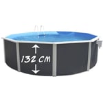 Kit piscine hors-sol acier TOI anthracite magnum compact ronde Ø350x132cm filtre à sable