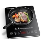 2000W Single Induction Cooktop, AMZCHEF Slim Induction Hob with Fashion Look,10-level Power and Temperature Control, Crystal Glass Panel, Touch Sensor, Safety Lock, 3-hour Timer, Silver
