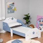 Bedroom Children Kids Single Wooden Frame Bed Toddler Guardrails Star Balloon