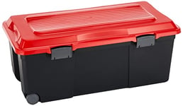Sundis 7682024 Camper Coffre de Rangement Plastique Noir/Rouge 75 L, Noir/ Rouge, 75L