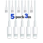 5-pack - Ladd-sladd Lightning iPhone 5-pack. 3 meter