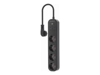 Gembird Tsl-Ps-S4u-01 - Smart Kraftlist - Ac 230 V - 3680 Watt - Wi-Fi - Ingång: Typ F - Utgångskontakter: 4 (Typ F, 2 X Usb, 24 Pin Usb-C) - 1.5 M Sladd - Svart