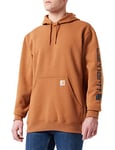 Carhartt Men's Loose Fit Midweight Logo Sleeve Graphic Sweatshirt Hooded Brown, XL