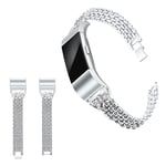 Fitbit Charge 2 rhinestone décor watch band - Silver Silver/Grå