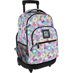 Grafoplás | Backpack with Trolley | Double Wheels | 52 x 37 x 25 cm | Roller Model | Smile Collection | Bits & Bobs Pop Up Design | Perfect Children's and Primary School Supplies, Lavender,
