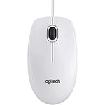 Logitech B100 Wired USB Mouse, 3-Buttons, Optical Tracking, Ambidextrous PC / Mac / Laptop / Chromebook - White