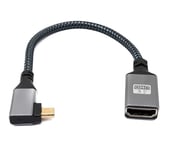 System-S Câble HDMI 20 cm 4K UHD 60 Hz Micro mâle vers Femelle Standard tressé coudé