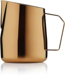 Barista & Co Stainless Steel Milk Jug - Portable Dial Milk Frothing Jug for Coffee Machine with Internal Measuring Marks - Gold 420ml Milk Frothing Pitcher for Coffee Art Making, as Latte, Cappuccino