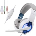 ENEN Gaming headset 3.5mm wired in-ear headphones light, 7.1 surround sound headphones, noise-canceling microphone, compatible with PC, PS4