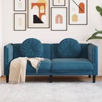 2-personers sofa med hynder velour blå