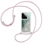 Ptny Coque avec Cordon Compatible avec Xiaomi 14 5G, Housse Paillette Liquide Paillette Filles Antichoc TPU Silicone Coque, Réglable Smartphone Collier Etui avec Lanière