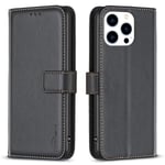 iPhone 15 Pro BINFEN COLOR Embossed Plånboksfodral - Svart Svart