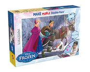 Lisciani, Maxi Puzzle pour enfants à partir de 4 ans, 108 pièces, 2 en 1 Double Face Recto / Verso avec le dos à colorier - Disney La reine des neiges 46898