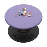 Purple Cute Alpaca with Floral Crown and Colorful Ball PopSockets Swappable PopGrip