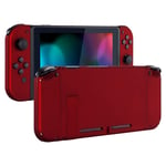 eXtremeRate Soft Touch Back Plate for Nintendo Switch Console, NS Joy con Handheld Controller Housing with Full Set Buttons, DIY Replacement Shell for Nintendo Switch - Red