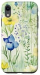 Coque pour iPhone XR Bleu Jaune Fleur Printemps Été Jardin
