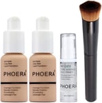 Phoera Foundation Full Coverage Makeup Set - Includes X2 Warm Peach 30Ml Matte F
