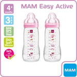 MAM Easy Active Baby Bottle with Fast Flow MAM Teats Size 3, Twin Pack of Baby