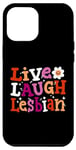 iPhone 12 Pro Max Live Laugh Lesbian Rainbow Retro Groovy LGBTQ Pride Month Case