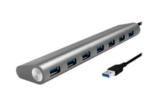 LogiLink USB 3.0 Hub 7-portar med kortläsare, aluminium - hubb - 7 portar