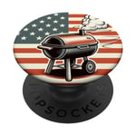 Barbecue vintage patriotique avec drapeau américain PopSockets PopGrip Interchangeable
