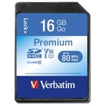 Verbatim Minneskort SDHC 16GB V10 Karta Premium U1 - Svart