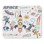 Mousepad Computer Notepad Office Colorful Drawing Space Doodle Flat Pattern Saturn Sun Alien Home School Game Player Computer Worker Inch