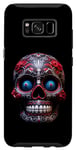 Coque pour Galaxy S8 Crâne en sucre Jour des morts Crâne Rouge et Noir Art