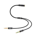 3.5mm Audio Cable Splitter,3.5mm Female to Dual TRS Male Headphone Mic Extension Y Cable,for Computer Laptop Tablet-1ft