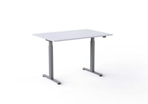 Beltton Höj- och Sänkbart Skrivbord 120x80cm Färg på stativ: Silver - bordsskiva: Vit laminatskiva