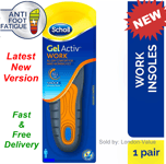 Scholl Gel Active Work Insoles For Men Boots Shoes Shock Absorption Cushioning