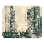 Mousepad Computer Notepad Office Brown Aerial Abstract Building on Watercolor Painting City Digital Brush to Yellow Home School Game Player Computer Worker Inch