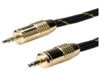 Roline 11.88.4289 Jack Audio Connection Cable [1x Jack 3.5 mm - 1x Jack 3.5 mm] 10.00 m Svart/Guld Skärmad
