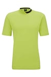 BOSS Mens Tock Stretch-Cotton T-Shirt with Logo-Stripe Jacquard Collar Green