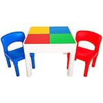 PlayBuild Kids Ensemble de Table de Jeu et de Construction 4 en 1 pour activités intérieures, Jeux d'eau en Plein air, Rangement de Jouets et Jeux de Construction Amusants – Comprend 2 chaises