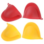 4pcs Mini Silicone Oven Mitts for Cooking Baking Gloves Red Yellow