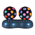 Global Gizmos 48730 Rotating Twin Head Ball | Mini Disco Lights | Mains Operated | Kids Parties/Birthdays/Family Gatherings/Christmas | 31cm x 20cm, Black