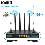 KuWFi Routeur 4g, Routeur WiFi 300Mbps 4G LTE Routeur CPE Industriel sans Fil CAT4 3G/4G avec antennes 6 pièces prenant en Charge 32 utilisateurs Wi-FI fonctionnant avec B1/B3/B7/B8/B20 WR180