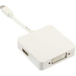 InLine Mini Displayport till HDMI / DVI / Displayport-adapter kabel, vit