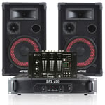 Pair 8" DJ Disco Party Speakers with PA Amplifier and Mixer System 500W UK Stock