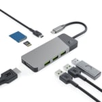 GC Connect 7in1 HUB-adapter (3xUSB-A 3.1 HDMI 4K 60Hz USB-C PD 85W) för Apple MacBook M1/M2, Lenovo X1, Asus ZenBook, Dell XPS