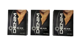 Denim Black After Shave Lotion 100ml Glass Bottle Boxed - TRIPLE PACK