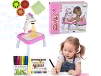 Leantoys Enhörning Ritprojektor Pennor Rosa