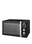 Swan Sm22030Lbn Retro Led Digital Microwave With Glass Turntable, 5 Power Levels &Amp; Defrost Setting, 20L, 800W, Black