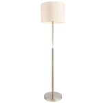 1.5m Tall Floor Lamp Satin Chrome & Shade LED Stem Standing Living Room Light