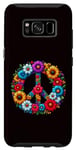 Coque pour Galaxy S8 Signe de la paix coloré fleurs hippie rétro années 60 70 pour femme