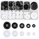 300PCS Bottons Four Eyes Resin Shirt Button Wide Edge Wide Edge Sewing Buttons Crafts & Sewing & Knitting （Black&White）